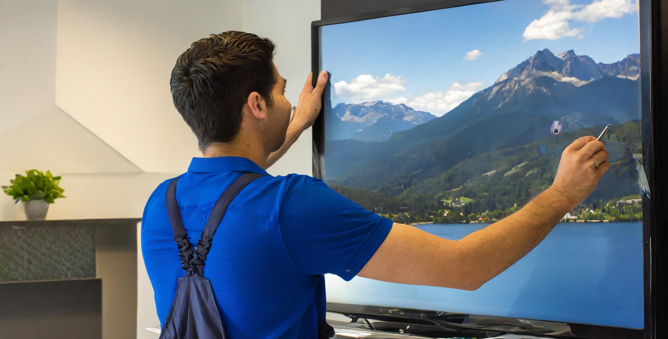 technicianinstallingtv